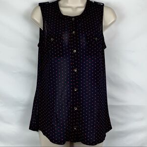 The Limited Navy & red polka dot sleeveless blouse small